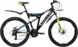 Велосипед Stark Jumper 26.1 FS D 20 (2018) Black green white