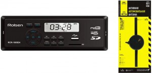 Автомагнитола Rolsen RCR-100B24 + Антенна Триада FM-001 мини