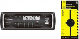 Автомагнитола Rolsen RCR-102G + Антенна Триада FM-001 мини