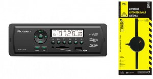 Автомагнитола Rolsen RCR-103G + Антенна Триада FM-001 мини
