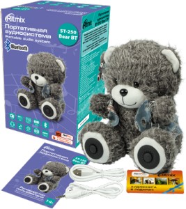 Портативная стерео акустика Ritmix ST-250 Bear BT Grey