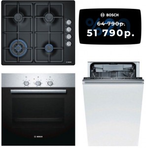 Независимый комплект встраиваемой техники Bosch PBH6C6B90R + HBN211E0J + Посудомоечная машина SPV47E80RU