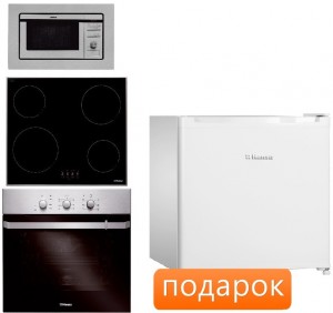 Независимый комплект встраиваемой техники Hansa BOEI68162+BHCI63306+AMM20BEIH + Холодильник FM 050.4