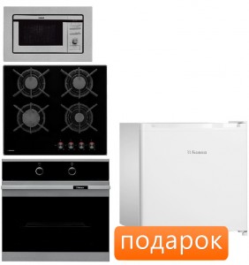 Независимый комплект встраиваемой техники Hansa BOEI62000015+BHKS61038+AMM20BEIH + Холодильник FM 050.4