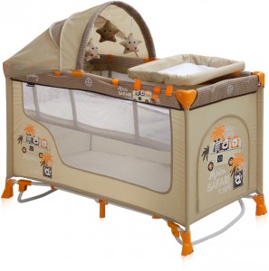 Манеж-кровать Lorelli Nanny 2 plus rocker Beige Safari Tours