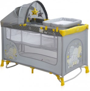 Манеж-кровать Lorelli Nanny 2 plus rocker Yellow Elephants