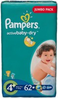 Одноразовые подгузники Pampers Active Baby-Dry maxi plus 9-16 кг 62 шт