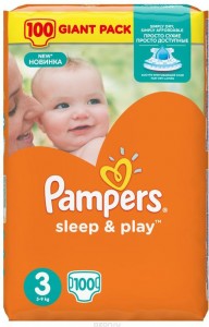 Одноразовые подгузники Pampers Sleep and Play 3 5-9 кг 100 шт