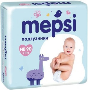 Одноразовые подгузники Mepsi NB 0-6 кг 90 шт