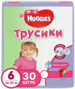Одноразовые трусики-подгузники Huggies Annapurna 6 для девочек 16-22кг 30 шт