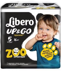 Одноразовые трусики-подгузники Libero UP&GO Zoo 10-14кг 16шт 5586