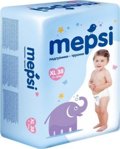 Одноразовые подгузники Mepsi XL 12-22 кг 38 шт