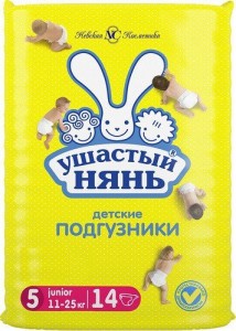 Одноразовые подгузники Невская косметика Ушастый нянь 5 Junior 11-25 кг 14 шт