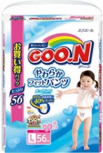 Одноразовые трусики-подгузники Goon для девочек 9-14кг L 56+2шт