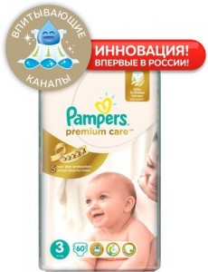 Одноразовые подгузники Pampers Premium Care Midi 5-9 кг 60 шт