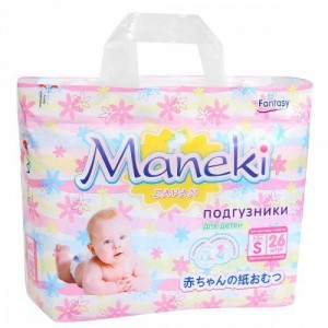 Одноразовые подгузники Maneki Fantasy 4-8 кг 26 шт BD1231