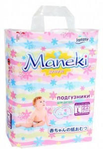 Одноразовые подгузники Maneki Fantasy 9-14 кг 22 шт BD1217
