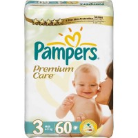 Одноразовые подгузники Pampers Premium care Midi 4-9 кг 60 шт 274780