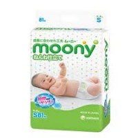 Одноразовые подгузники Moony S 4—8 кг 81 шт.