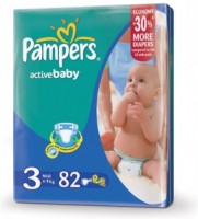 Одноразовые подгузники Pampers Active baby Midi 4-9 кг 82 шт 265085