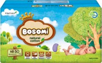 Одноразовые подгузники Bosomi Natural Cotton NB (0-5 кг) 50 шт
