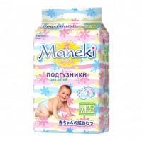 Одноразовые подгузники Maneki Fantasy 6-11 кг 62 шт BD791