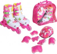 Роликовые коньки Onlitop 1231409 р.34-37 Pink green + защита