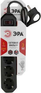 Сетевой фильтр Эра USF-5es-3m-B Black