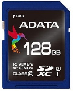 Карта памяти A-Data Premier Pro SDXC Class10 UHS-I U3 128Gb (ASDX128GUI3CL10-R )
