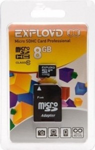 Карта памяти Exployd  MicroSDHC 8Gb/Class10 с адаптером SD