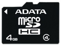 Карта памяти A-Data microSDHC Class 4 4Gb AUSDH4GCL4-R