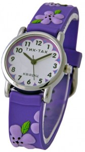 Детские часы Тик-так Н101-2 Фиолетовые цветы