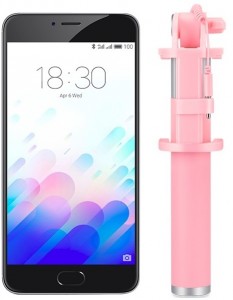 Смартфон Meizu M3 Note 32Gb Gray black + монопод MZU-Pod Pink