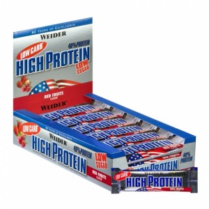 Батончик Weider 32177 40% Low Carb High Protein bar красные фрукты 25x50г