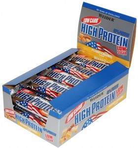 Батончик Weider 32157 40% Low Carb High Protein bar арахис-карамель 25x50г